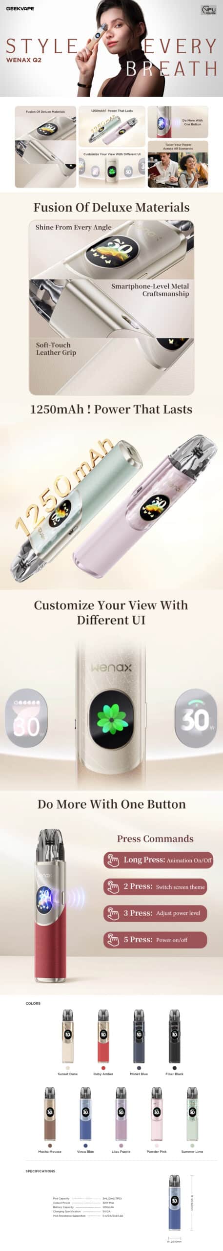 GeekVape Wenax Q2 Pod Kit 1250mAh 3ml 2 scaled