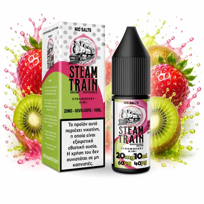 steam train disposable edition strawberry kiwi nic salt 20mg 10ml